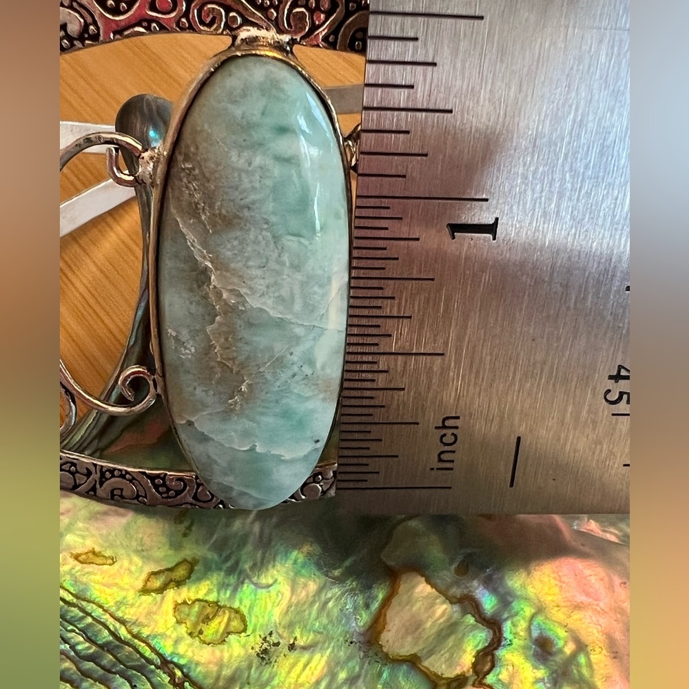 Larimar Silver Cuff Bracelet - Picture 2 of 6